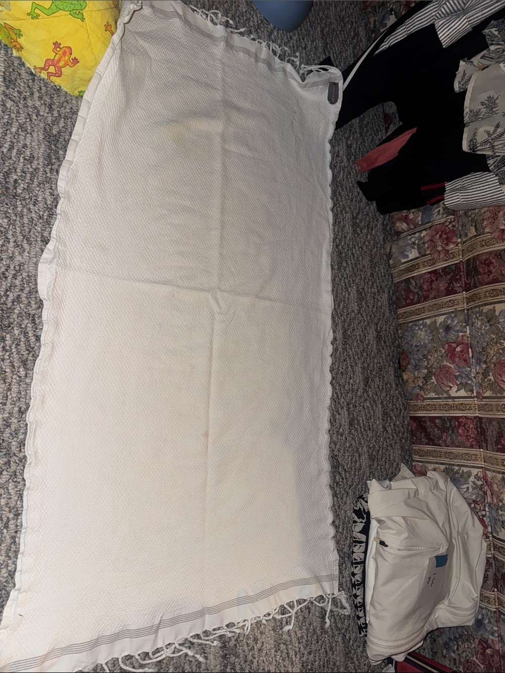 Coyuchi Soft Cream Waffle Throw with Fringe Trim
